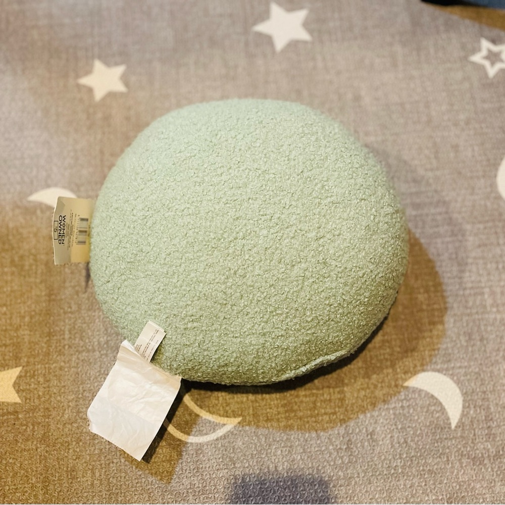 Green Smiley Face Plush Pillow - Picture 3 of 4